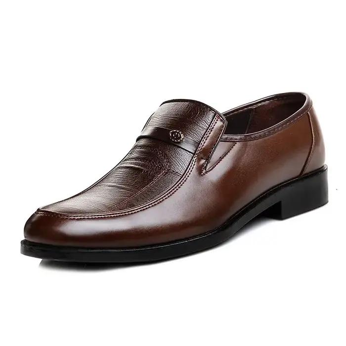 Mocassins décontractés pour hommes bout rond hommes chaussures formelles affaires à la main sans lac