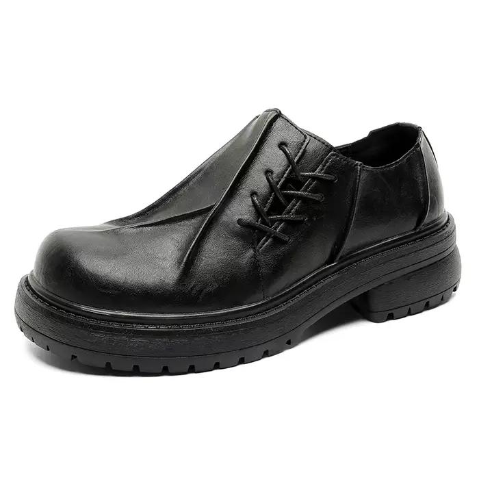 Derby chaussures en cuir à semelles épaisses pour hommes Styles de créateurs de mode Fête et Travail