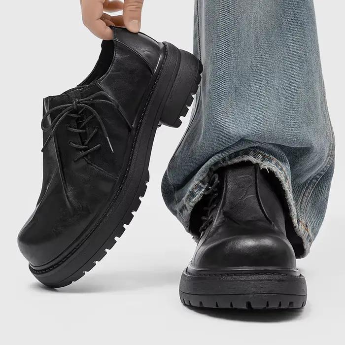 Derby chaussures en cuir à semelles épaisses pour hommes Styles de créateurs de mode Fête et Travail