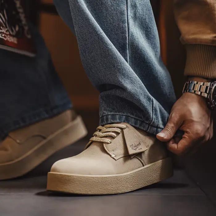 Chaussures Derby rétro pour homme Maden, à semelle épaisse, en daim kaki, bottes basses de désert, l