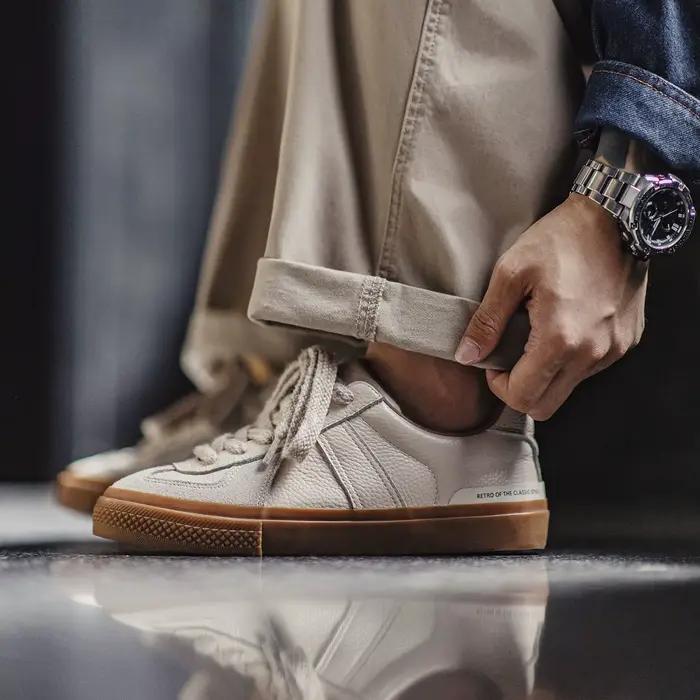 Maden chaussures d'entraînement décontractées en cuir pleine fleur pour hommes polyvalentes conforta