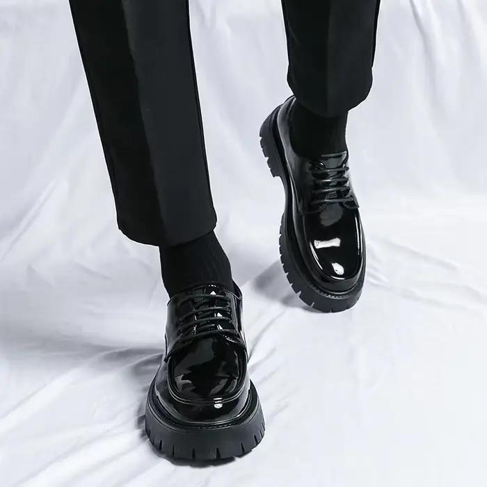 Chaussures formelles à lacets pour hommes, chaussures provoqué, semelle noire