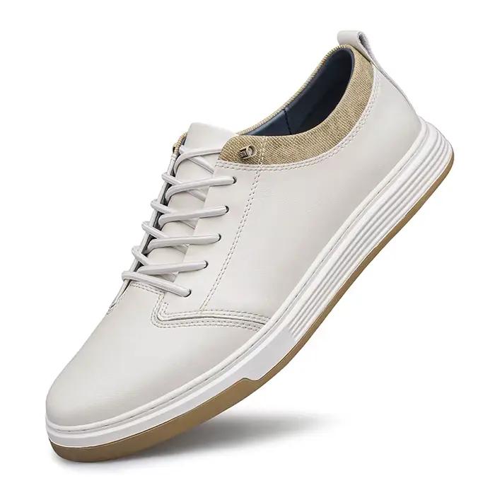 Chaussures en cuir véritable pour hommes de marque italienne, chaussures Oxford beiges faites à la m