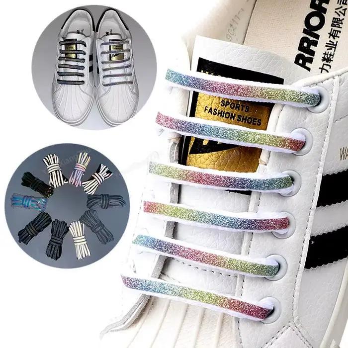 Lacets élastiques ronds pour chaussures, arc-en-ciel, blanc, noir, baskets, 100, 120, 140cm, 1 paire