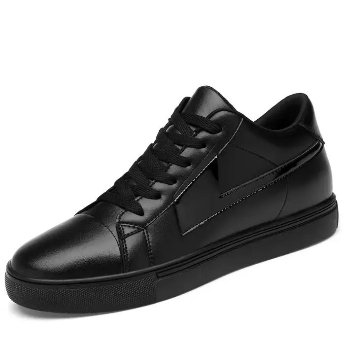 Baskets en cuir véritable pour hommes, chaussures rehaussantes décontractées, augmentation de la sem