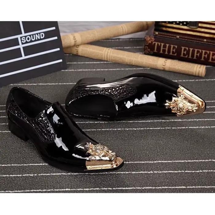 Chaussures en cuir brillant noir pour hommes, costume d'affaires d'été, chaussures de mariage pointu