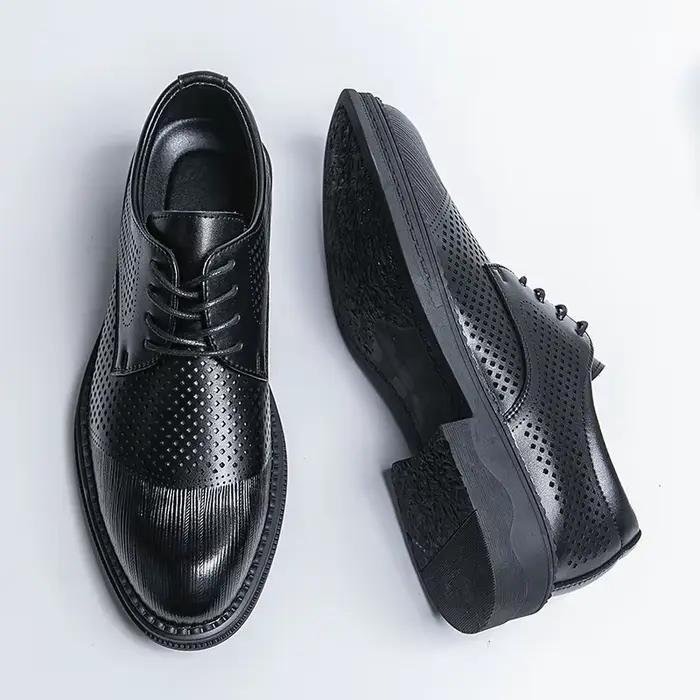 Oxford Derby Brogue en cuir véritable pour hommes, chaussures provoqué de luxe faites à la main, cha
