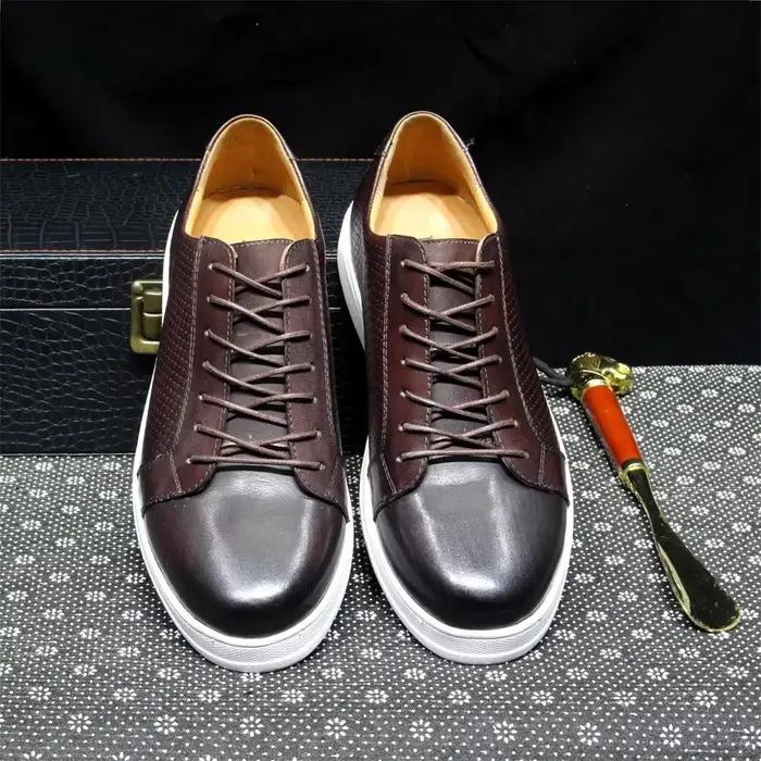 Derby classique pour hommes chaussures décontractées vache en cuir véritable à lacets confortable co