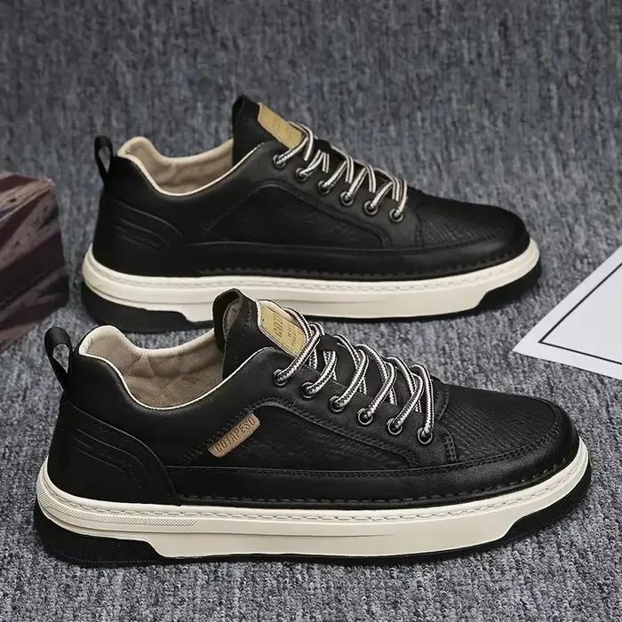 Chaussures en cuir décontractées pour hommes, chaussures plates d'automne, baskets pour hommes, chau