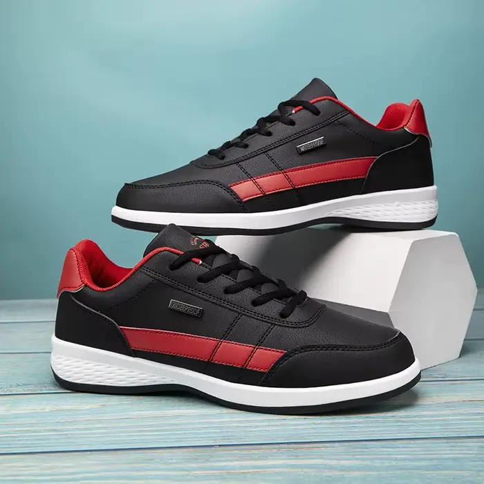 Chaussures pour hommes, chaussures décontractées en cuir à la mode, chaussures vulcanisées à lacets,