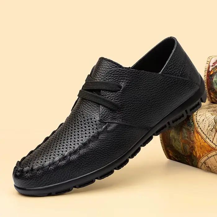 Marque de luxe hommes chaussures en cuir faites à la main été en cuir véritable évider chaussures dé