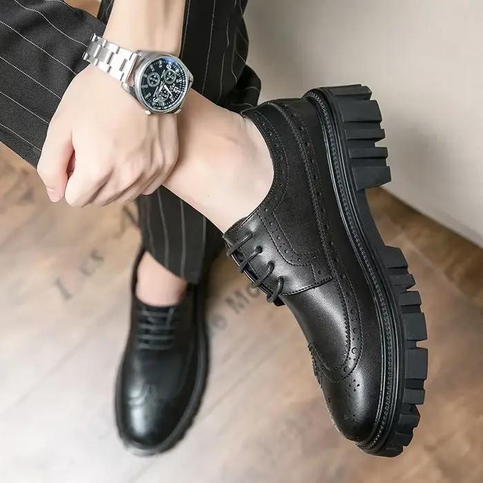 Printemps hommes d'affaires formel à semelles épaisses à lacets Oxford chaussures de luxe hommes cha