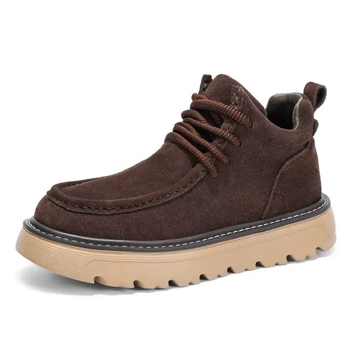 Bottes en daim rétro pour hommes, baskets montantes, plateforme, confortables, bottes à la cheville 