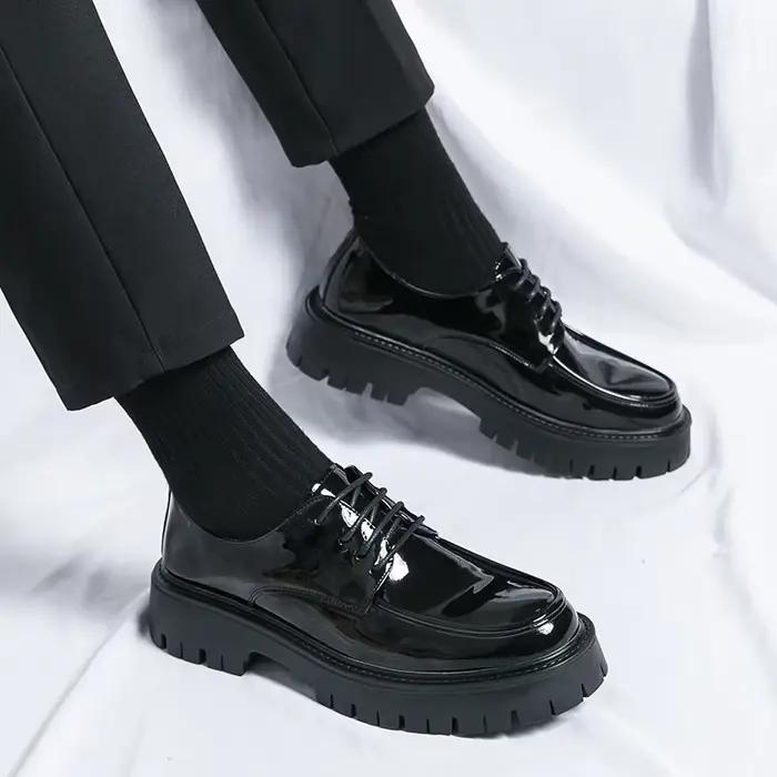 Chaussures formelles à lacets pour hommes, chaussures provoqué, semelle noire