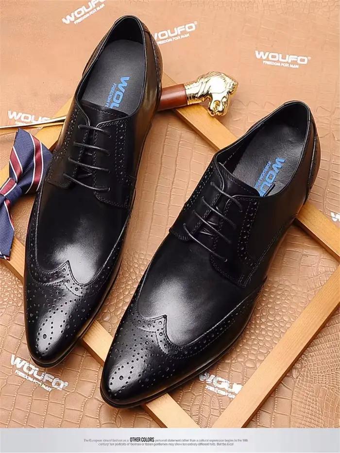 Chaussures en cuir sculpté pour hommes, cuir pointu, version européenne de vêtements de cérémonie, v