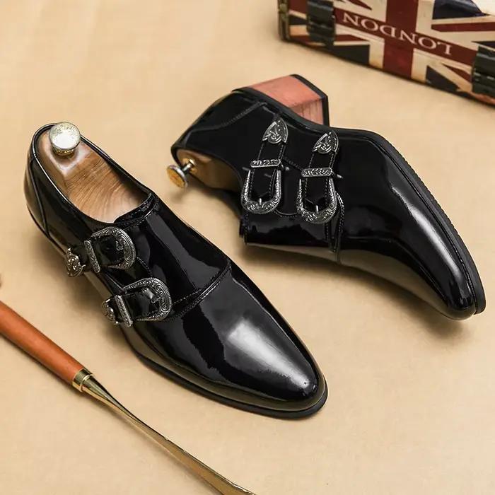 Chaussures en cuir richelieu de haute qualité hommes en cuir formel noir pour hommes Yuppie talons h