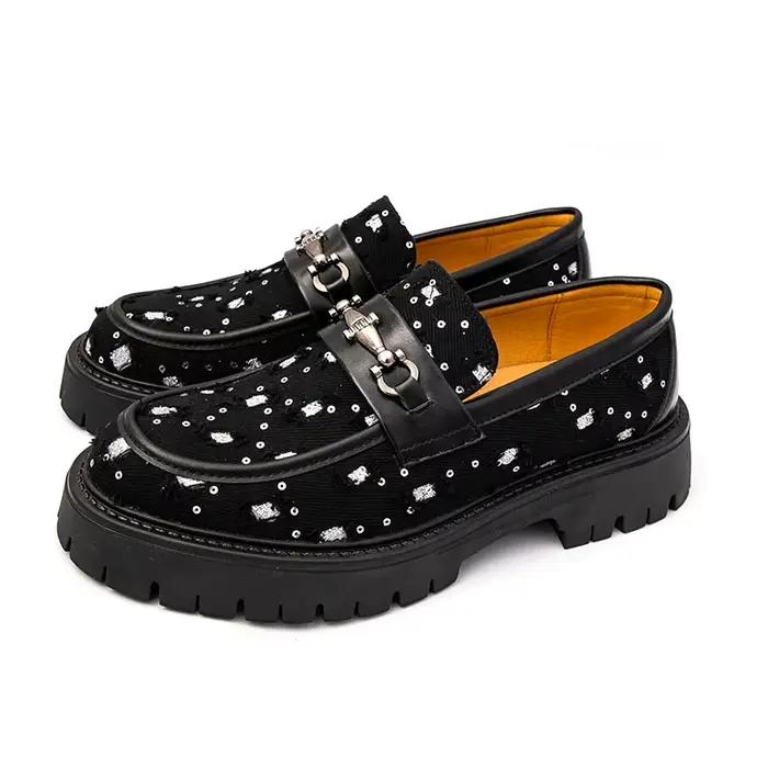 Vente chaude chaussures pour hommes à semelles épaisses style de créateur de marque à la mode en ple