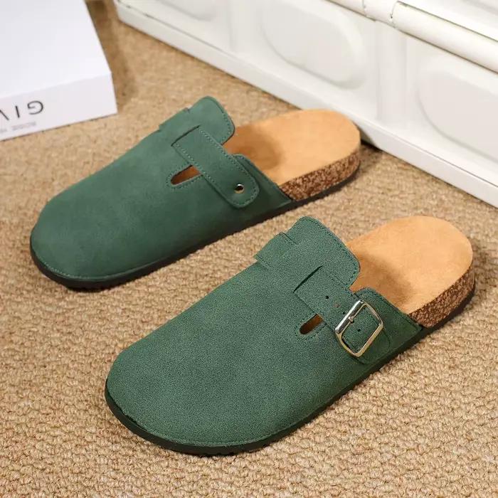 Mules décontractées à enfiler de couleur unie pour hommes, semelle souple confortable antidérapante 