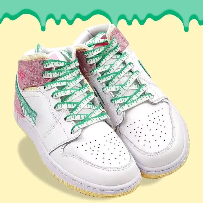 Af1 lacets de crème glacée pour baskets Mandarin canard poudre vert lacets coulant lacet coloré fleu
