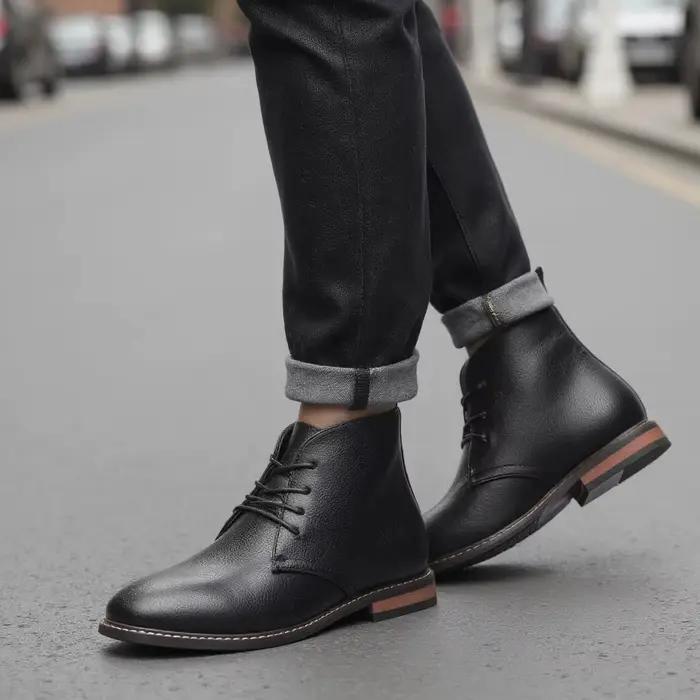 Bottines en cuir confortables pour hommes, grande taille, bottes du désert de marque # KD587