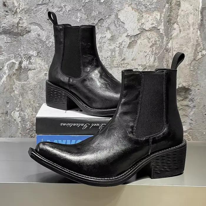 Grande taille hommes mode hip hop rock haute chelsea bottes noir marron bout pointu chaussures cowbo
