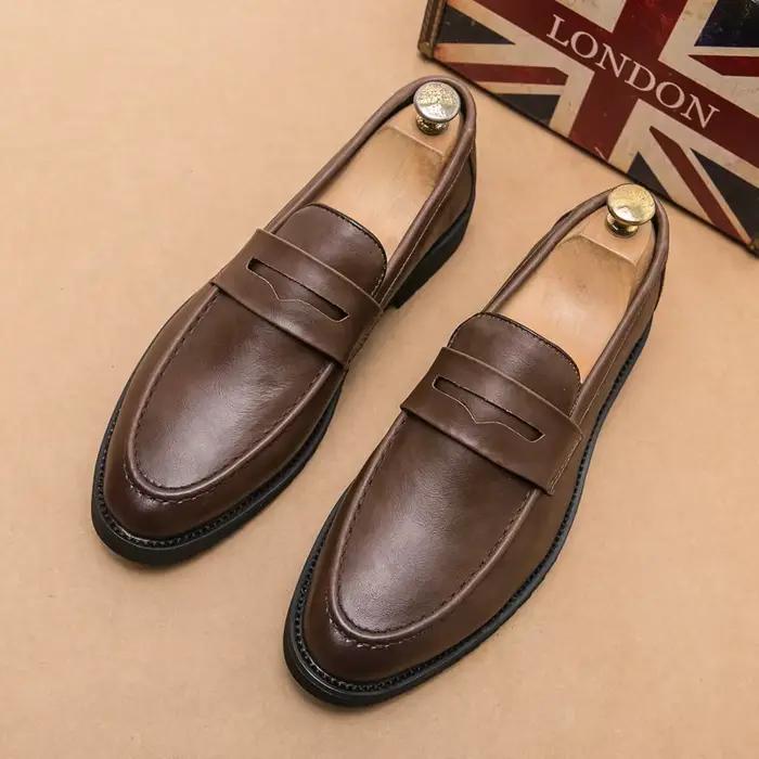 Tendance chaussures d'affaires décontractées hommes rétro chaussures habillées pour hommes de haute 