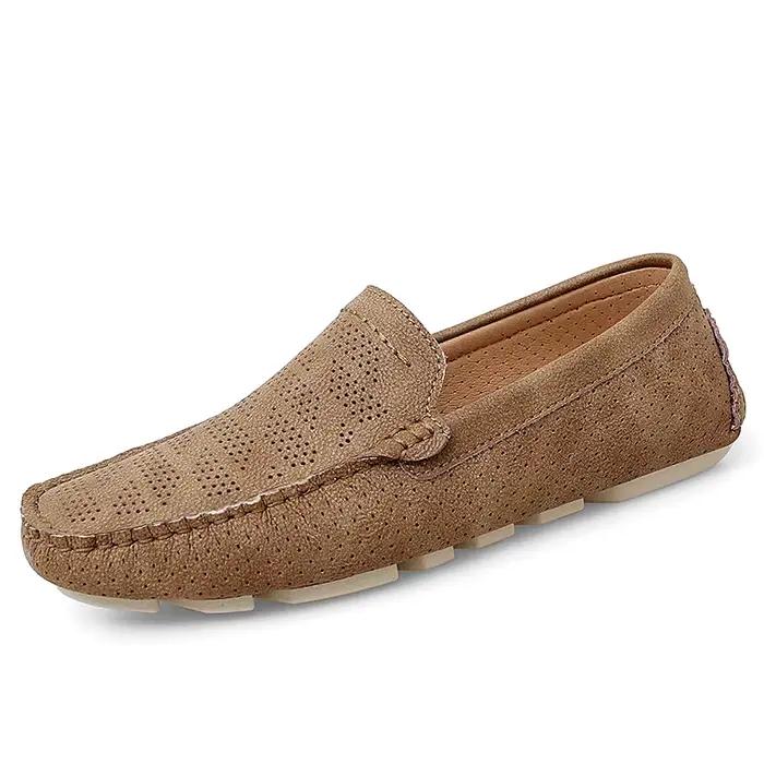 Mocassins d'été en cuir véritable pour homme, chaussures de conduite plates et décontractées, grande