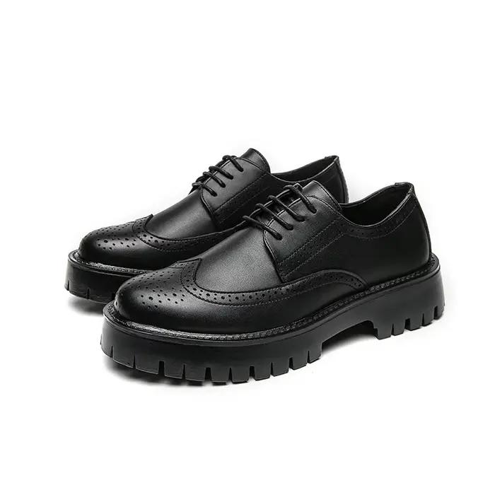 Marque de luxe richelieu chaussures pour hommes blanc à semelles épaisses décontracté Style britanni