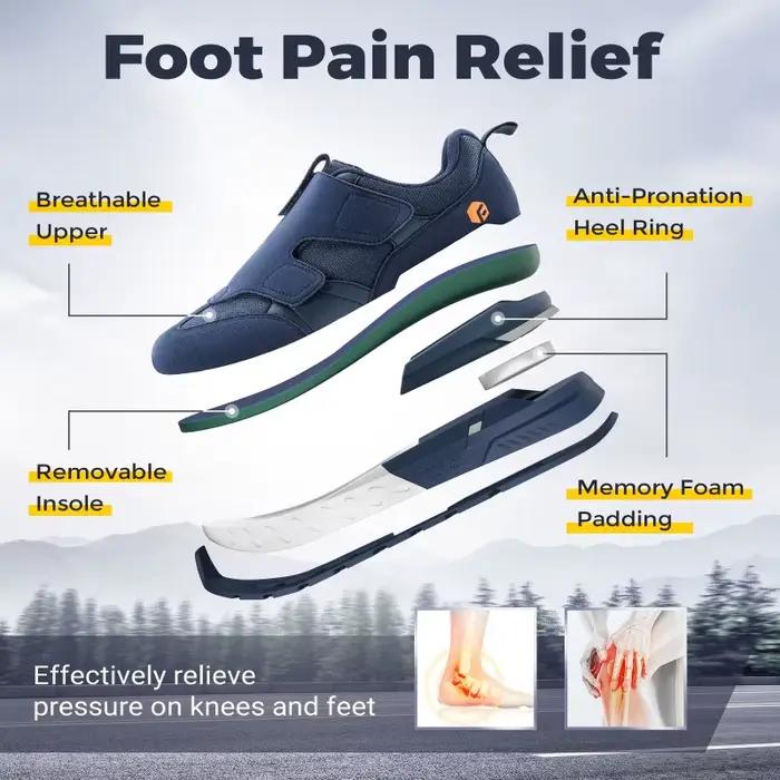 Chaussures pour diabétiques pour hommes, baskets larges à enfiler 2E pour pieds gonflés, chaussures 