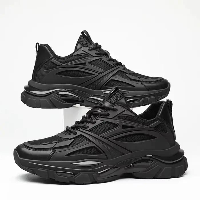 Hiver gros rehaussement baskets homme en cuir véritable maille ascenseur chaussures chaud semelle ép