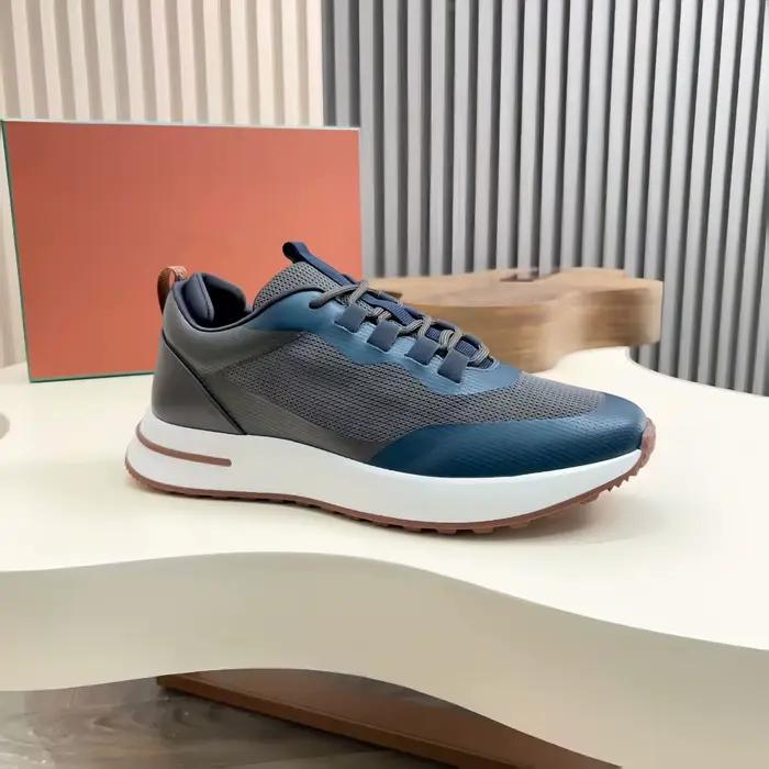 Nouvelles baskets décontractées pour hommes en maille et cuir patchwork, chaussures de course basses