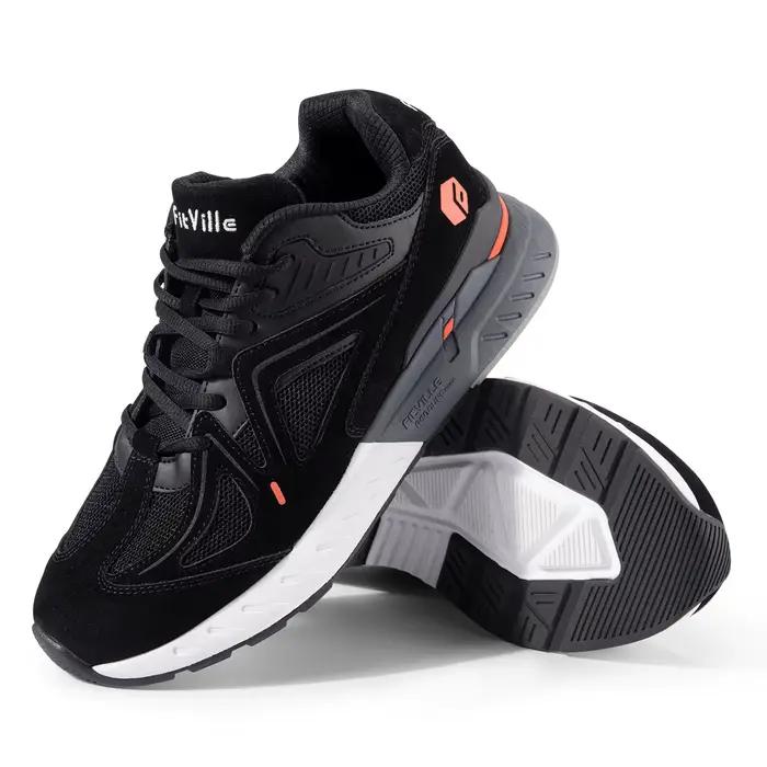 FitVille Chaussures de marche pour hommes Baskets légères extra larges pour pieds plats Arch Fit Tal