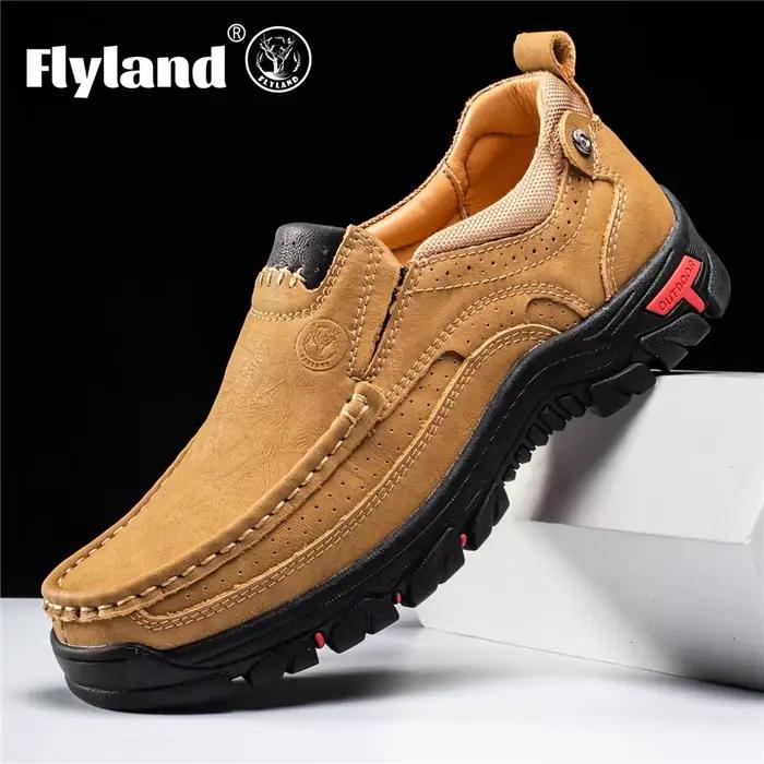 FLYLAND Chaussures habillées pour hommes, chaussures en cuir tendance, chaussures faites à la main p