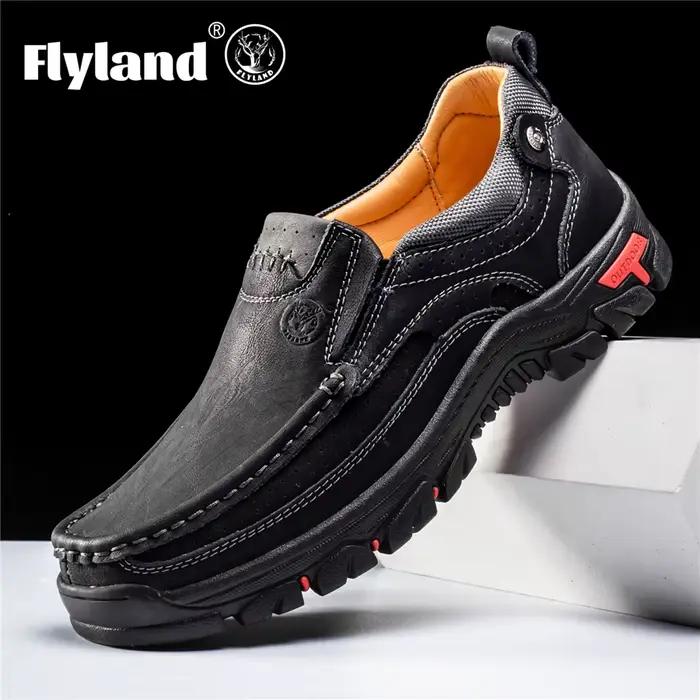 FLYLAND Chaussures habillées pour hommes, chaussures en cuir tendance, chaussures faites à la main p