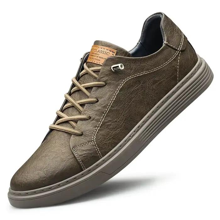 Marque italienne noir en cuir véritable Oxford chaussures unisexe chaussures décontractées à lacets 