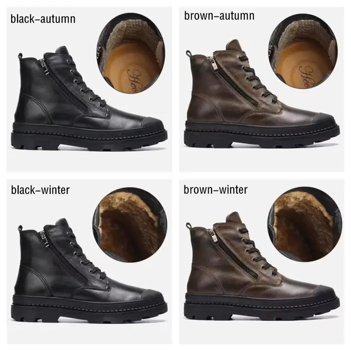 Cuir de vache naturel hommes bottes d'hiver à la main rétro hommes bottes en cuir véritable hommes c