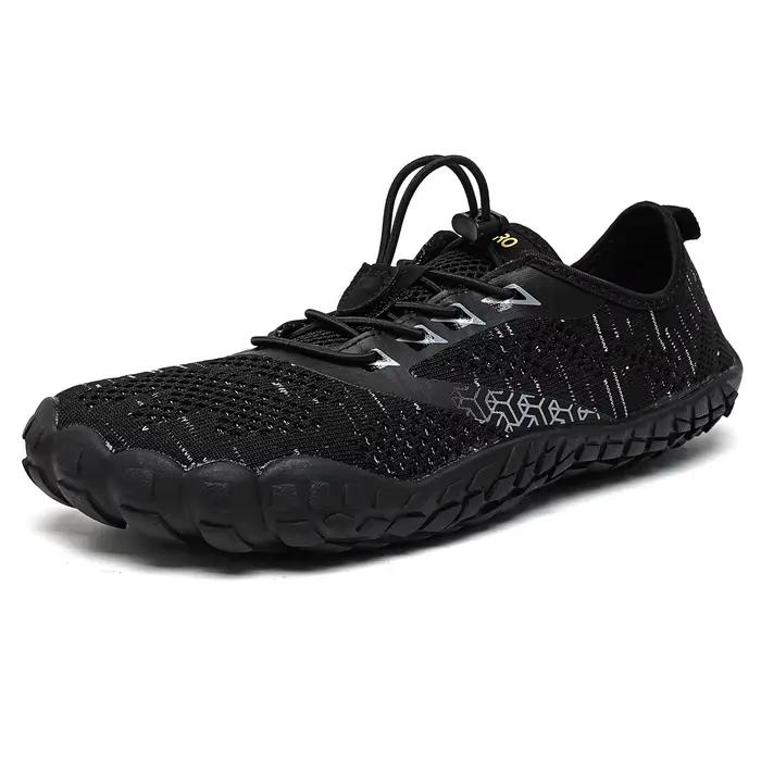 Chaussures à bout large pour hommes, maille tricotée respirante, confortables, pieds nus, décontract