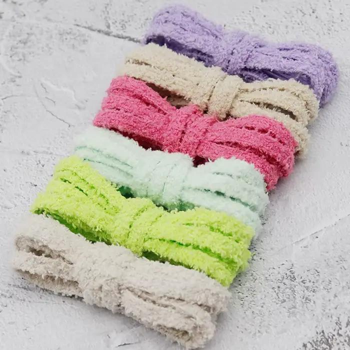 Coolstring lacets moelleux en peluche 7mm de large lacets monocouche plats lacets ultra-doux à la mo