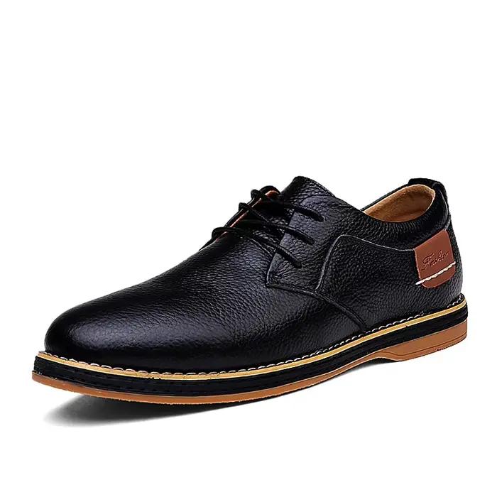 Oxfords-Chaussures provoqué en cuir véritable pour hommes, Brogue à lacets, Chaussures décontractées