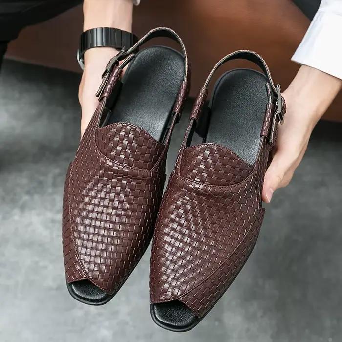 Été haute qualité richelieu chaussures sandales hommes Style britannique sandales en cuir décontract