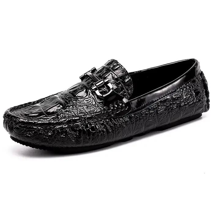 Mocassins en cuir pour hommes, Style Crocodile, décontracté, de luxe, fait à la main, mode italienne