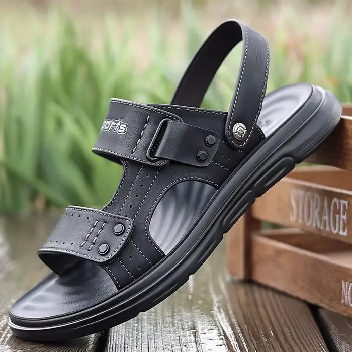 Sandales pour hommes à sangle réglable avec design perforé respirant et semelle confortable pour un 