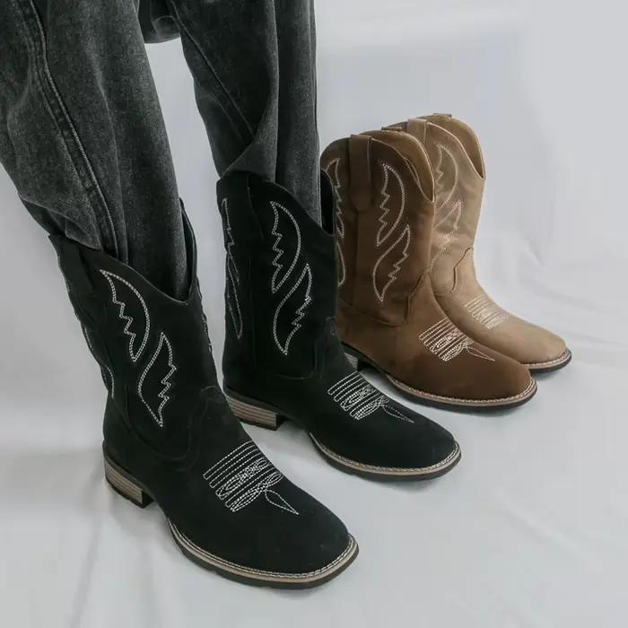 Nouvelles bottes de cowboy occidentales pour hommes bottes de moto vintage mi-mollet bottes pour hom