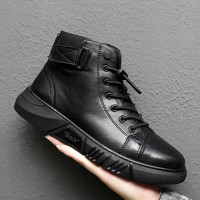 Haute qualité hommes bottes de luxe chaussures à enfiler pour hommes en plein air tout-match haut ré