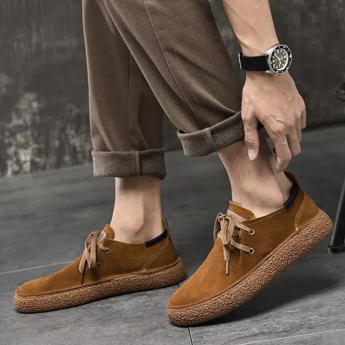 Baskets d'extérieur en cuir véritable Nubuck, chaussures Oxford de haute qualité, décontractées, con