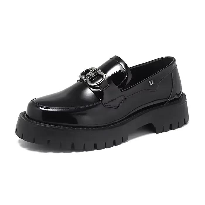 Chaussures habillées à la mode pour hommes, mocassins d'affaires décontractés à semelle épaisse en P