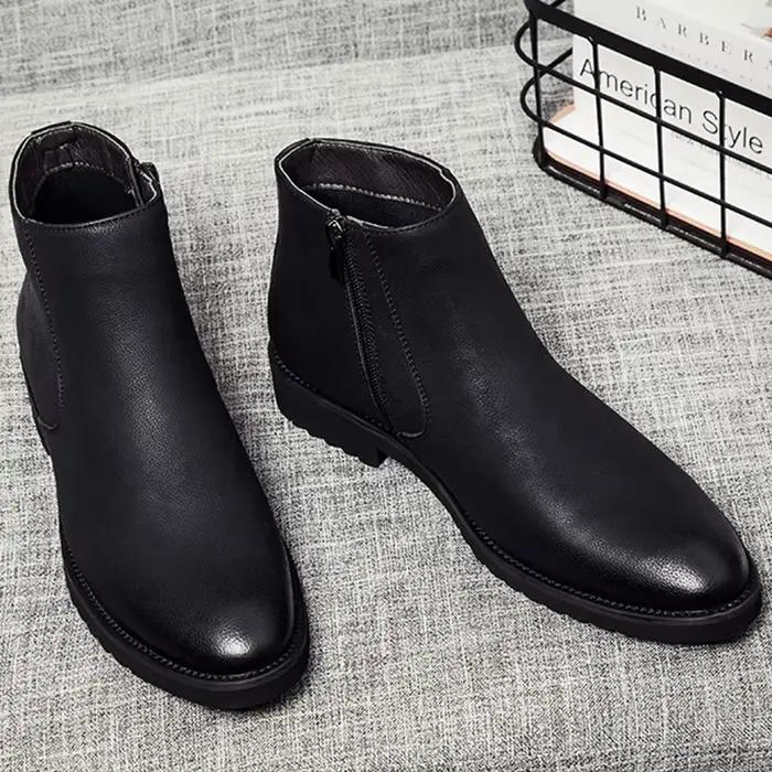 Bottines Chelsea en cuir souple pour hommes, bottines de Style britannique, chaussures de marque noi