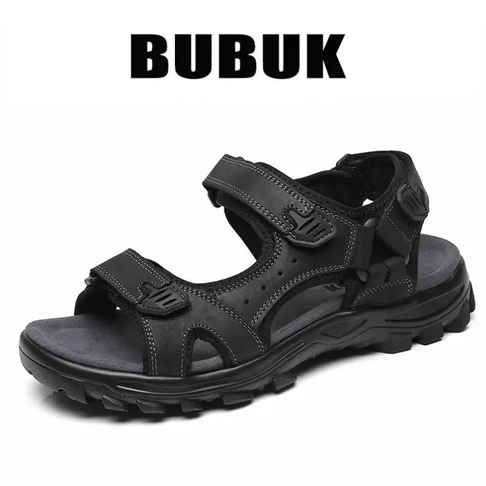 Sandales décontractées pour hommes en cuir de vachette de première qualité, design ouvert tendance e