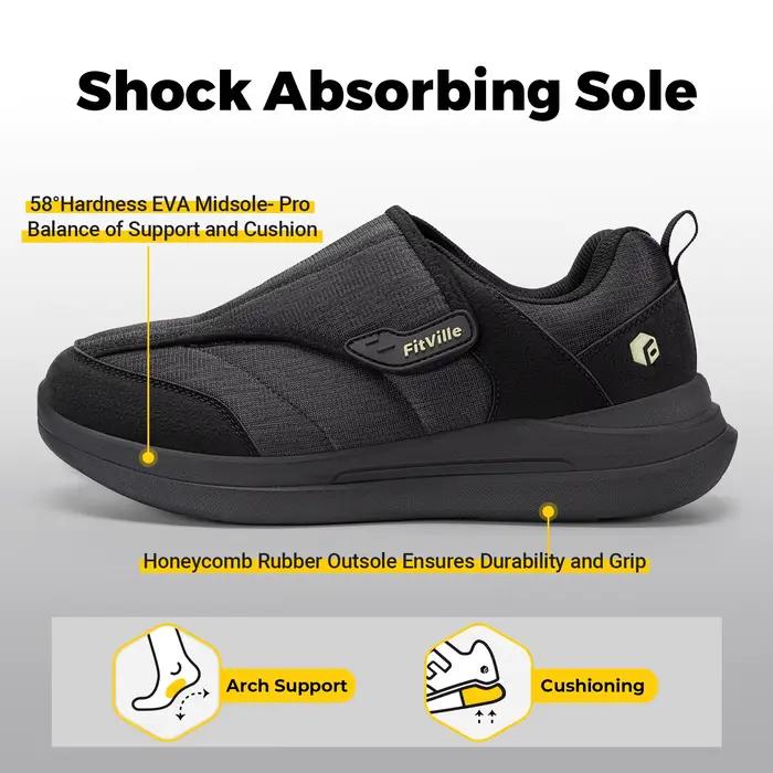 Fittington chaussures pour diabétiques pour homme orthopédie décontractée pieds Extra larges gonflés