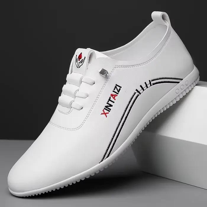 Chaussures en cuir décontractées pour hommes, polyvalentes, affaires, chaussures blanches, mode, ant